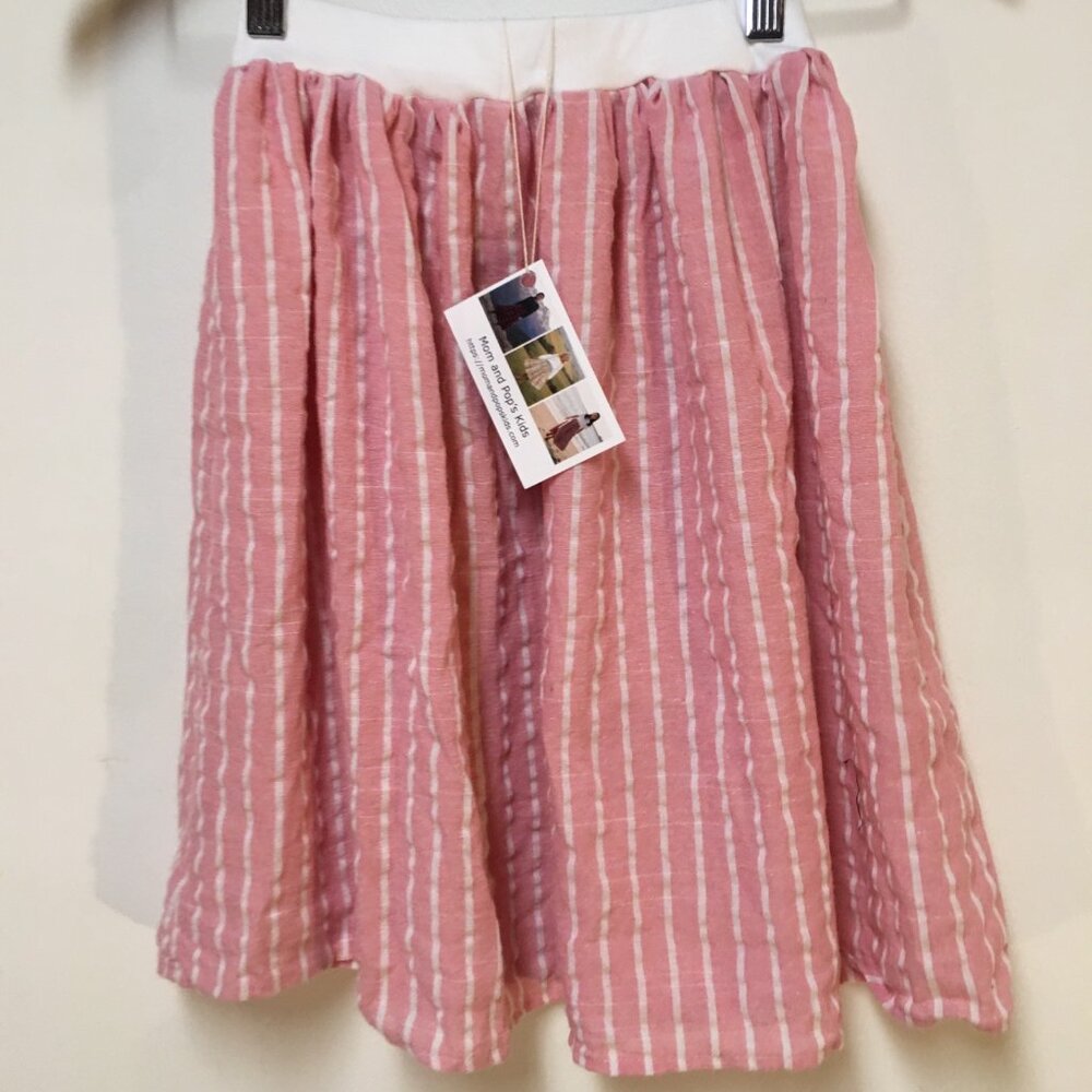 Skirt Girls 4 Midi Pink Stripe Gauze Straight Cotton Colorful Mom and Pop's Kids